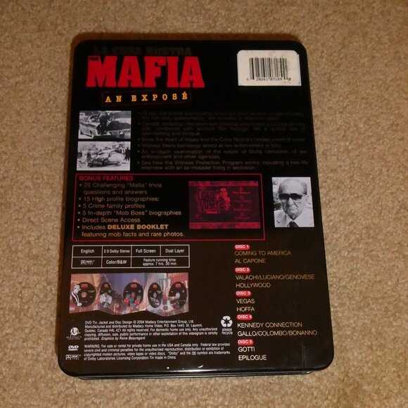 La Cosa Nostra Mafia: An Expose 5 DVD Box Set Complete Metal Case Collectible - Picture 2 of 16